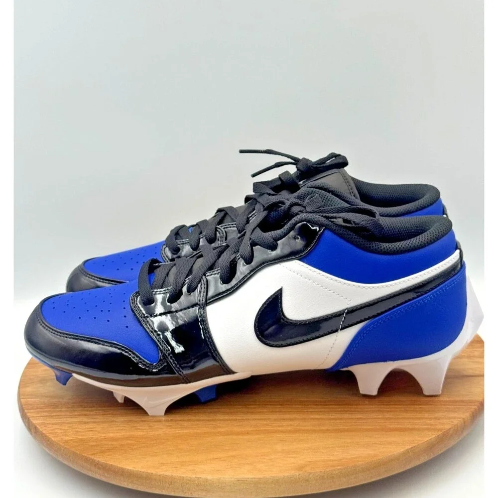 NIKE Jordan 1 TD Low Shoes Men's Size 12 Blue Black Football Cleats FJ6245-401